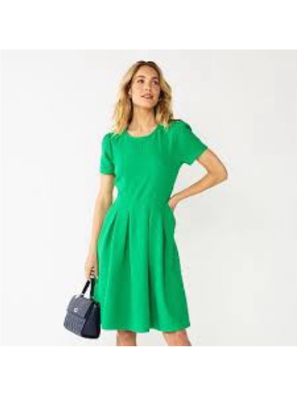 Draper James Vibrant Green Short-Sleeve Midi Dress